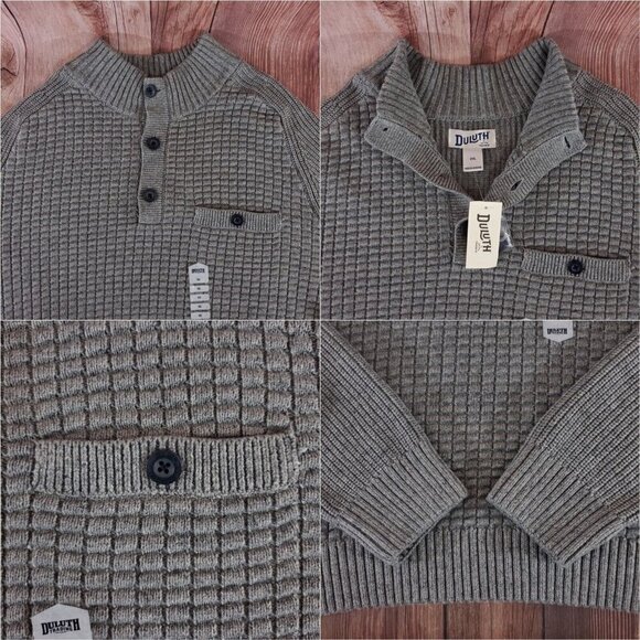 NWT Duluth Trading Co Mens XXL Burly Retirement Button Mock Sweater Cotton Knit - Picture 5 of 14